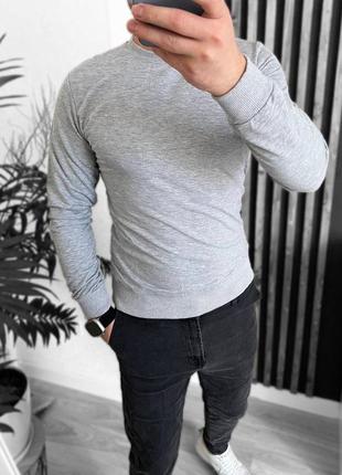 Базовый весенний мужской свитшот серый меланж