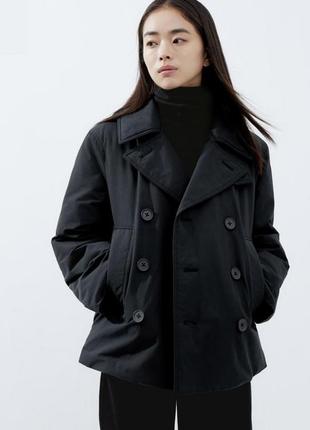 Пальто uniqlo u черное padded short peacoat