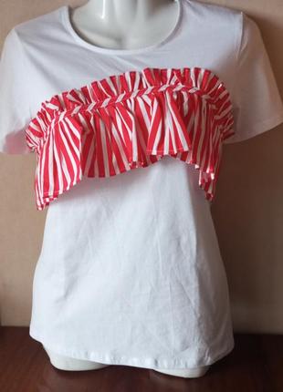 Нова стильна  котонова футболка блуза з рюшею бренду savida uk 12 eur 40