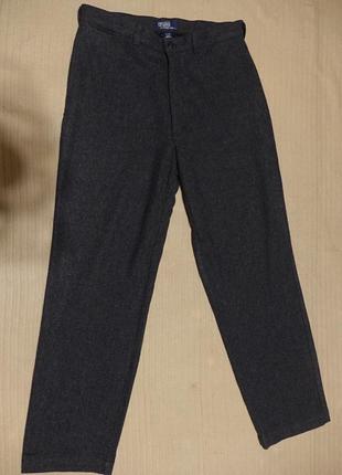 Мягкие темно-серые чистошерстяные брюки - трубы polo by ralph lauren philip pant сша. 36/34 р.
