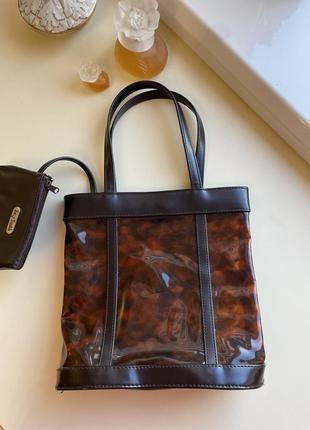 Шикарная сумка suzy smith черепаховый пластик с кошельком!!!3 фото