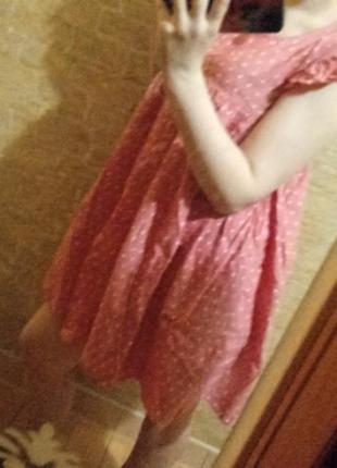 Платье розовое в горошек.2 фото
