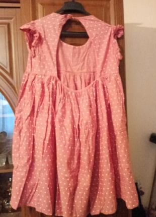 Платье розовое в горошек.4 фото