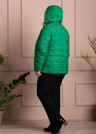 Женская куртка плащевка zeta-m цвет зеленая трава6 фото