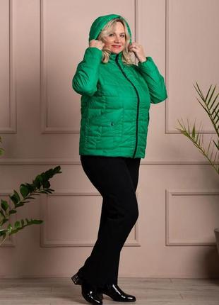Женская куртка плащевка zeta-m цвет зеленая трава4 фото