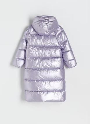 Стьобане пальто у ніжному бузковому кольорі з блиском від бренду reserved на дівчинку 11 років, ріст 146,2 фото