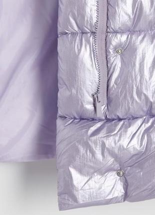 Стьобане пальто у ніжному бузковому кольорі з блиском від бренду reserved на дівчинку 11 років, ріст 146,4 фото