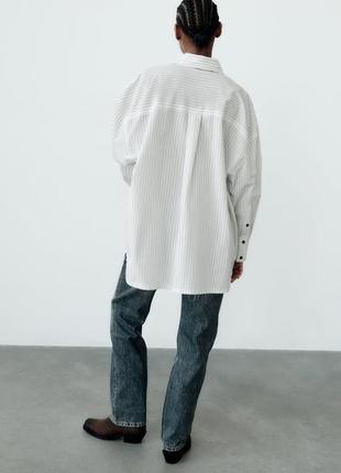 Zara 🔥 сорочка полоска котон натуральна s, m3 фото