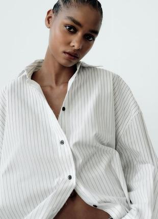 Zara 🔥 сорочка полоска котон натуральна s, m5 фото