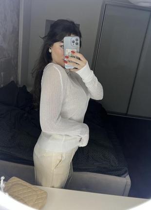Трикотажний светр zara білий розмір l3 фото