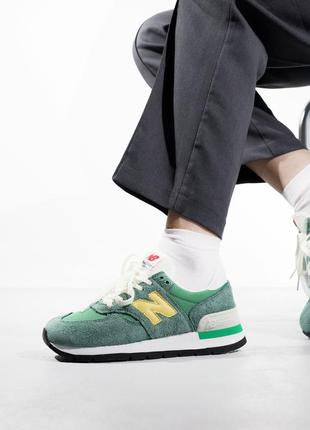 👟 кросівки   new balance 574 green/yellow      / наложка bs👟4 фото