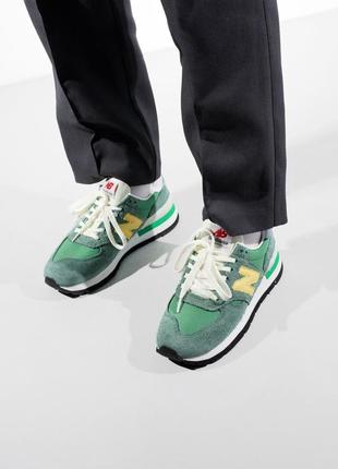 👟 кросівки   new balance 574 green/yellow      / наложка bs👟6 фото