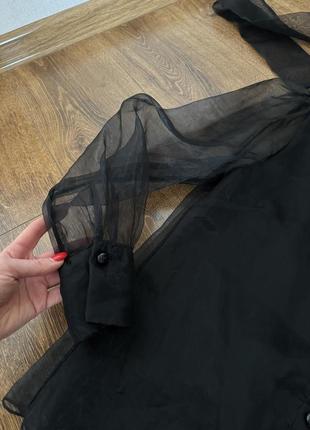 Zara черная блуза с бантом органза3 фото
