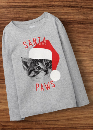 Реглан клфта футболка длинный руакав кот 🎅 санта