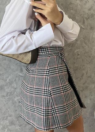 Женский костюм с юбкой пиджак в клетку украинского бренда8 фото