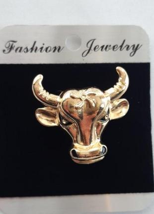 Брошь бык золотистый fashion jewelry бижутерия