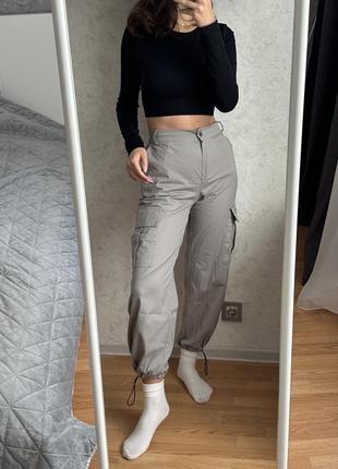 Женские серые брюки брюки карго