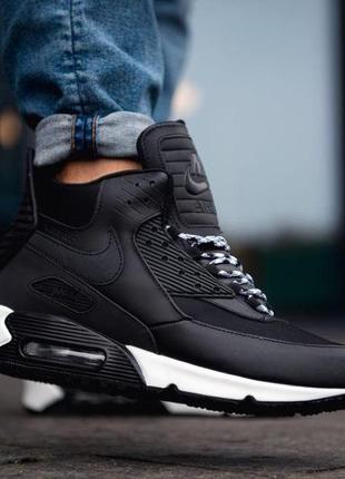 Nike air max 90 sneakerboot black\white мужские кроссовки найк3 фото