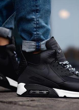 Nike air max 90 sneakerboot black\white мужские кроссовки найк2 фото