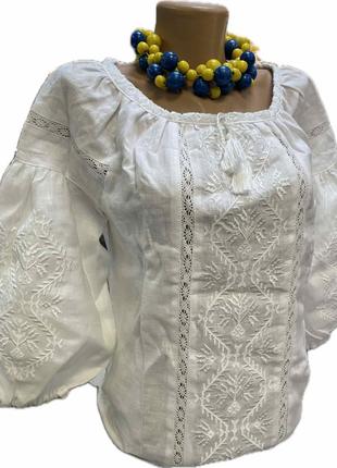 Вышиванка (блуза) женская белой по белому7 фото