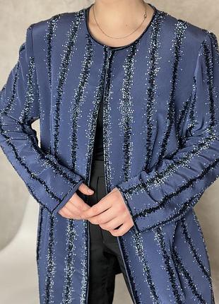 Винтажный вышитый бисером удлиненный жакет avanti designs размер l оверсайз винтаж кардиган пальто пиджак уникальная дизайнерская вещь