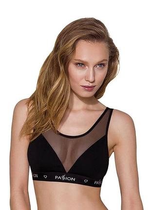 Топ з прозорою вставкою passion ps002 top black, size l