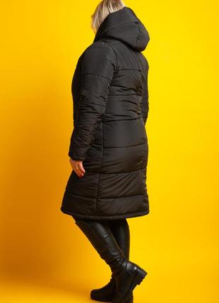 Женское пальто плащевка зимнее zeta-m цвет черный6 фото