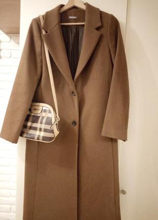 Пальто жіноче кашемір коричневе, s-m, ідеал1 фото