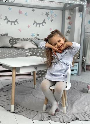 Детский столик и стульчик белый. столик с ящиком для карандашей и разукрашек4 фото