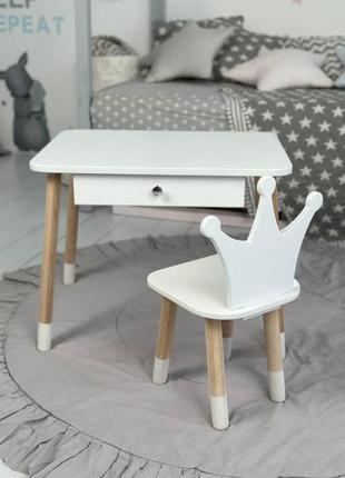 Детский столик и стульчик белый. столик с ящиком для карандашей и разукрашек10 фото