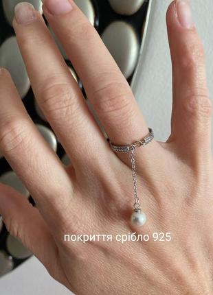 Посеребренное кольцо с подвеской цепочка кольцо тонкое кольцо на галангу камень циркон покрытия серебром