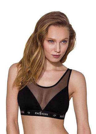 Топ з прозорою вставкою passion ps002 top black, size xl1 фото