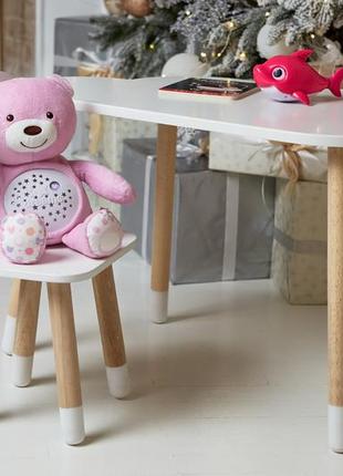 Стол тучка и стул детский белый бабочка. столик для уроков, игр, еды5 фото