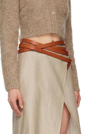 Удлиненный кожаный ремень в два оборота , пояс петля , пояс узел , двойной ремень isabel marant