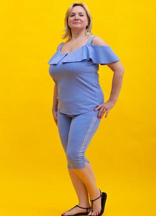 Жіночий літній костюм zeta-m колір лаванда4 фото