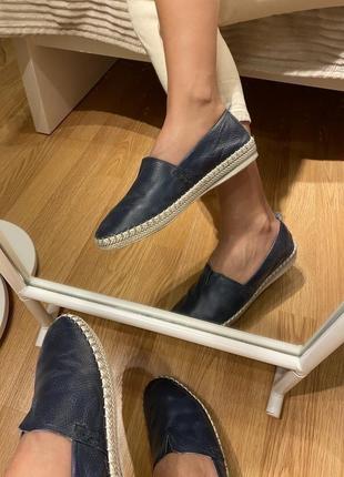 Женские мокасины слипоны туфли на низком ходу темно-синие кожа 🇺🇦1 фото