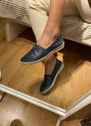 Женские мокасины слипоны туфли на низком ходу темно-синие кожа 🇺🇦4 фото