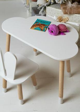 Дитячий стол тучка и стул белый зайка. для игры, рисования, учебы!2 фото