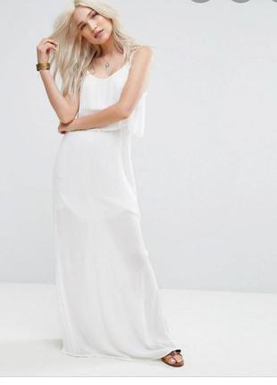 Натуральное белое платье на бретелях платья pimkie сарафан платье макси белое