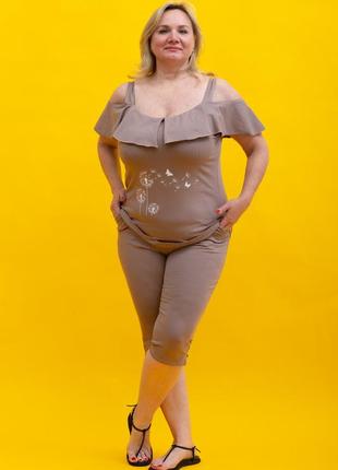 Женский летний костюм zeta-m цвет мокко2 фото