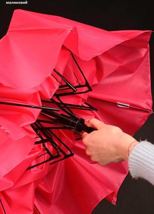 Качественный яркий розовый зонтик женский розовый зонт полу автоматический зонтик для женщин зонт женский4 фото