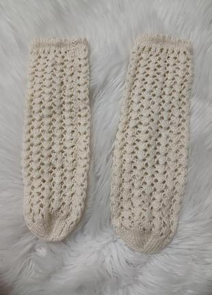 Женские молочные вязаные носки