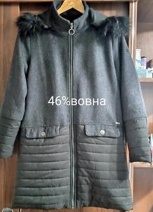 Шерстяное комбинированное пальто от бренда kaporal.