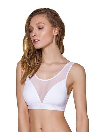 Топ з прозорою вставкою passion ps002 top white, size m