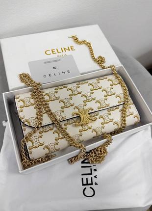 Жіноча сумка шкіряна біла celine