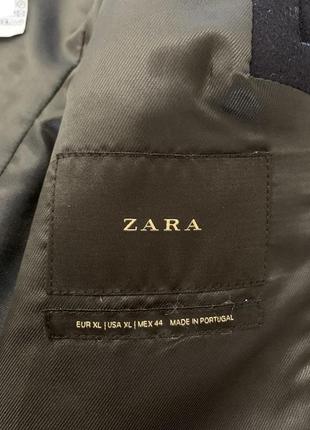 Чоловіче двобортнє вовняне пальто zara синє10 фото