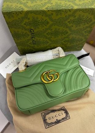 Сумка женская кожаная, зеленая трендовая молодежная gucci