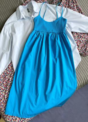 Сукня довжини міді блакитна синя7 фото