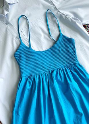 Сукня довжини міді блакитна синя9 фото