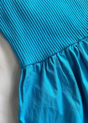 Сукня довжини міді блакитна синя10 фото